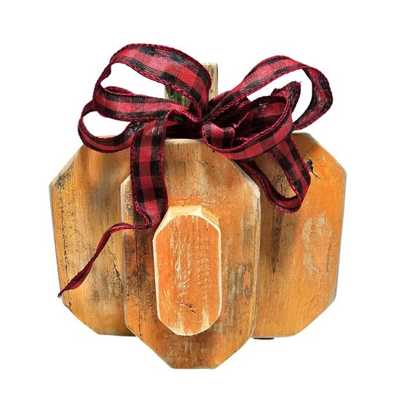 Handmade Wood Pumpkin Fall Harvest and Halloween Home Table Decor Rustic Finish - Picture 5 of 7